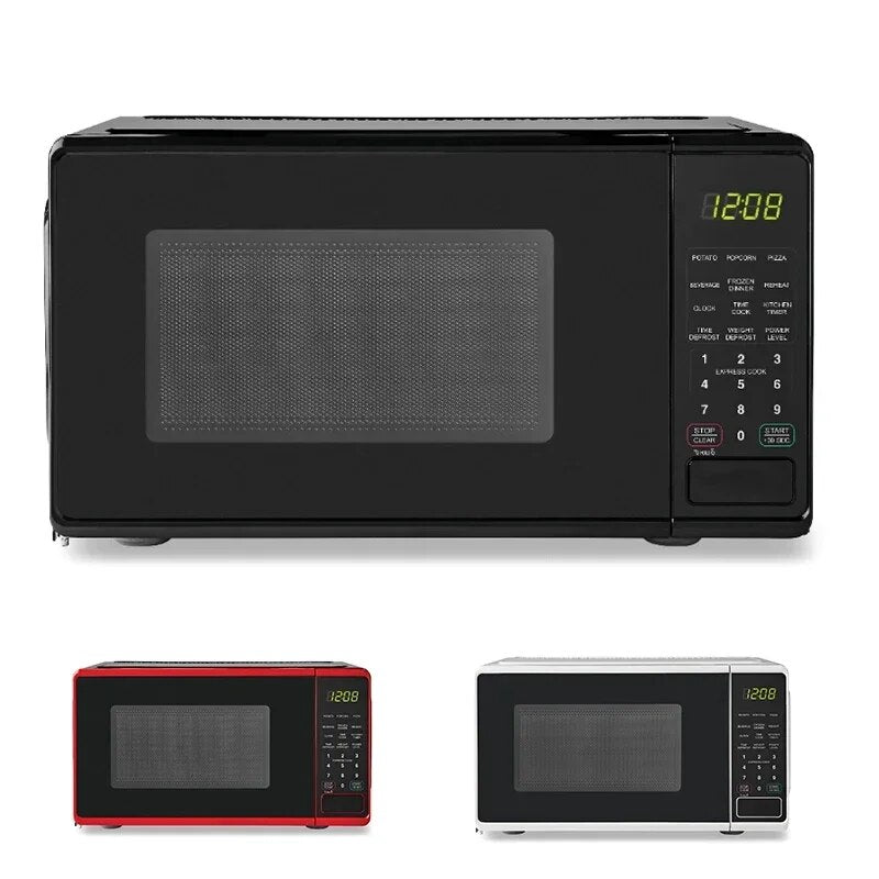 0.7 Cu ft Compact Countertop Microwave Oven, Black/ Red/ White image 2