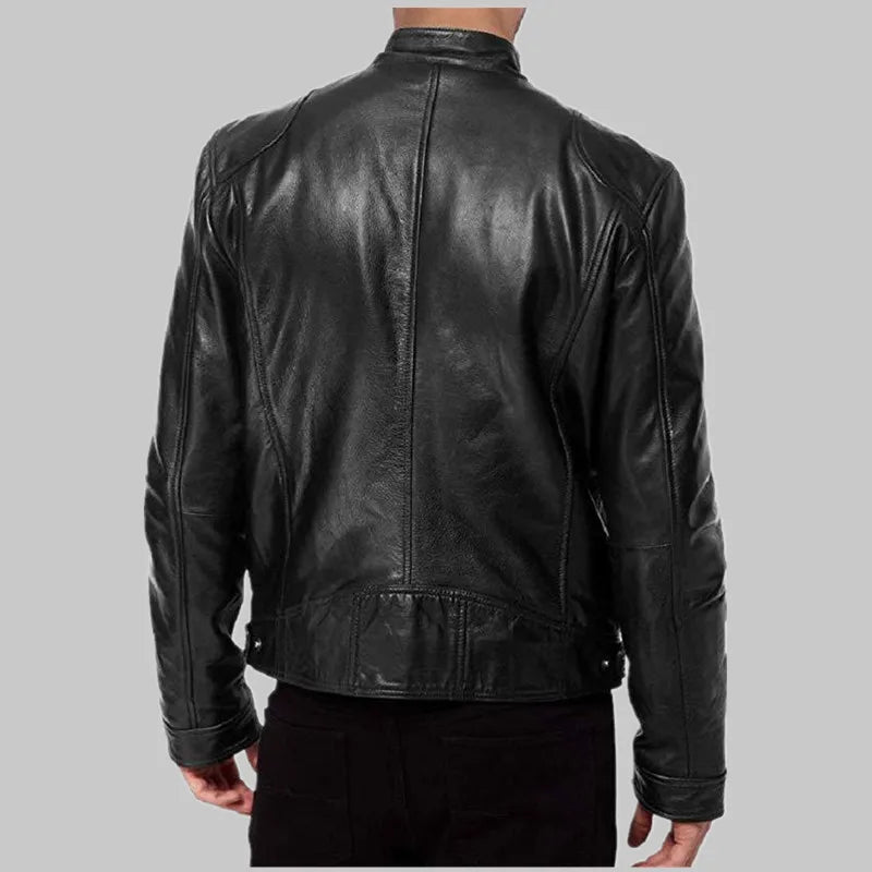 2024 Spring Men's Fashion Leather Jacket Slim Fit Stand Collar PU Jacket Male An image 2