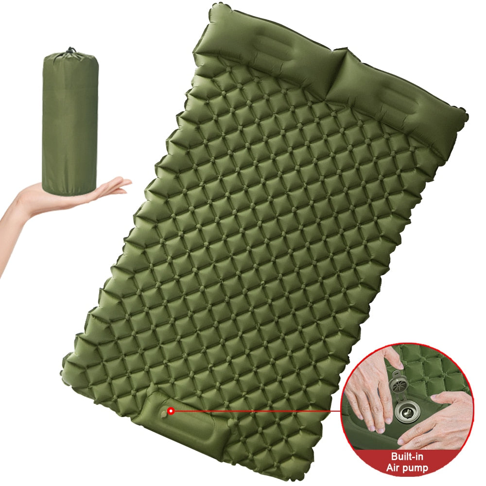 Inflatable Mattress 2 Person Outdoor Camping Mat with Air Pillow Portable Air M image 1