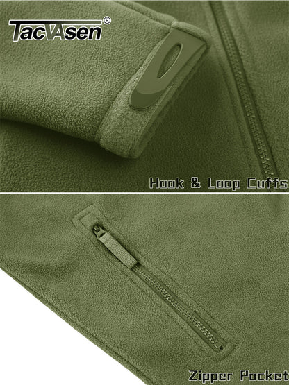TACVASEN Full Zip Up Green Fleece Jacket Thermal Warm Work Coats Men Zipper Po image 12