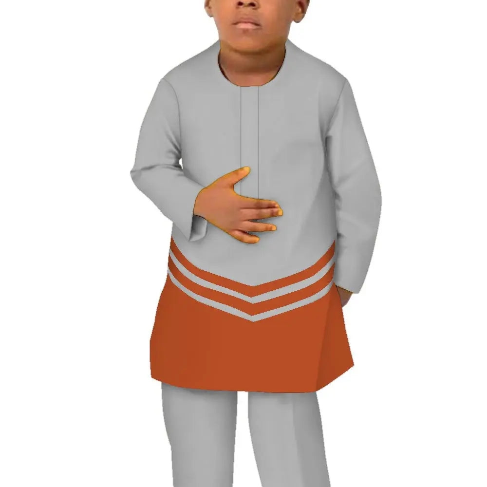 African Children Clothing Baby Boy's Clothes Afrcian Pants 2 Pcs Set Long Sleev