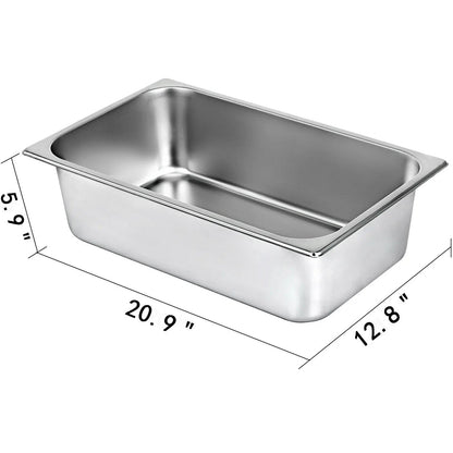 VEVOR Buffet ChaFolding Dishes 8.5L-20.5L Gastronorm Pans Steam Table Pans Tray St