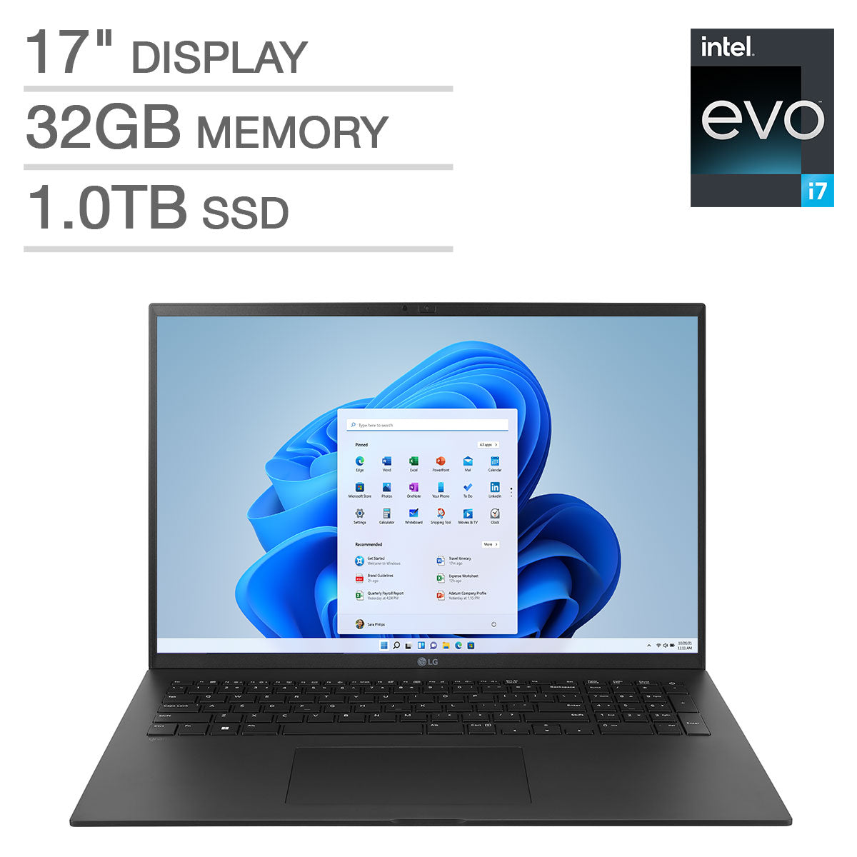LG gram 17" Intel Evo Platform Laptop - 12th Gen Intel Core i7-1260P - 2560 x 1 image 0