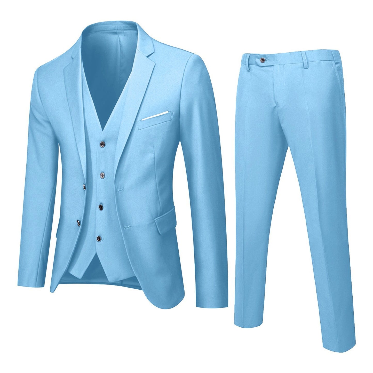 Men's Wedding Suit 2023 Groom Best-Man Groomsman Solid Formal Blazer Pant Elega image 2