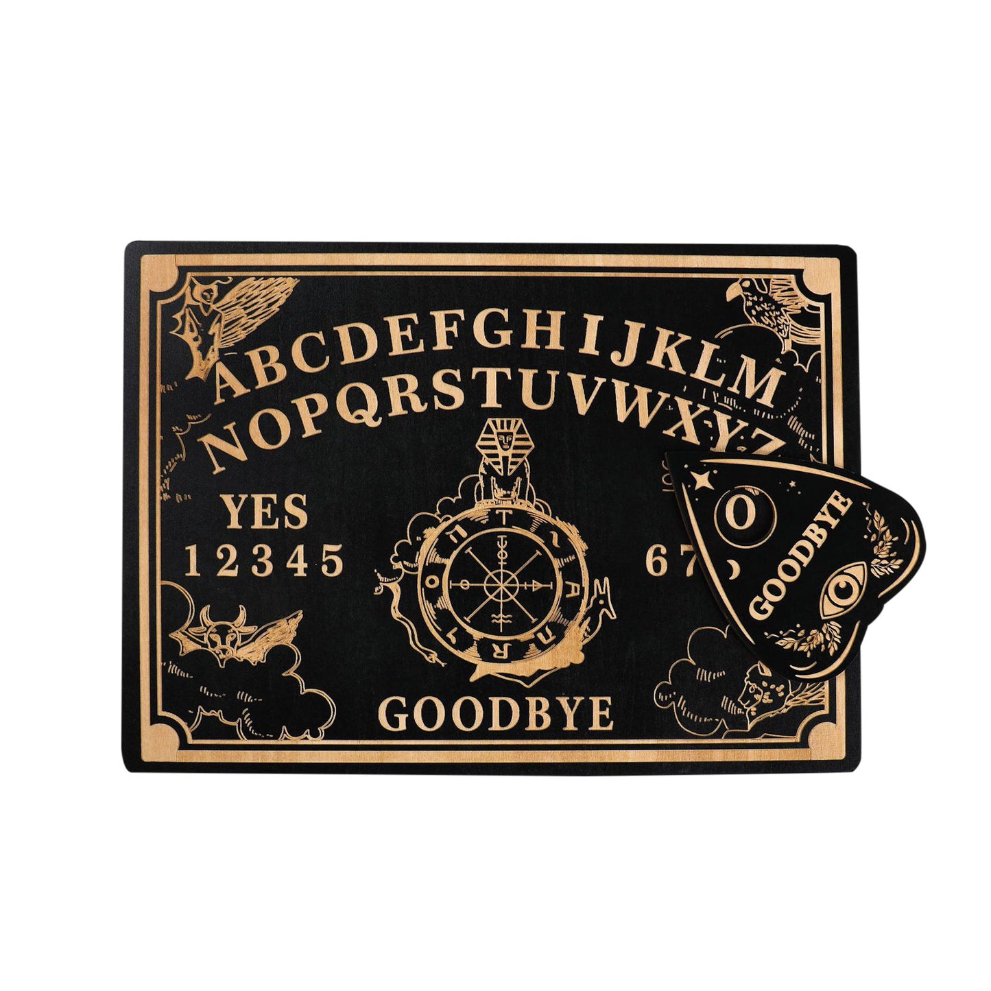 Rectangular Wood Witchcraft Altar Butterfly Compass Plate Dowsing Game Divinati image 3