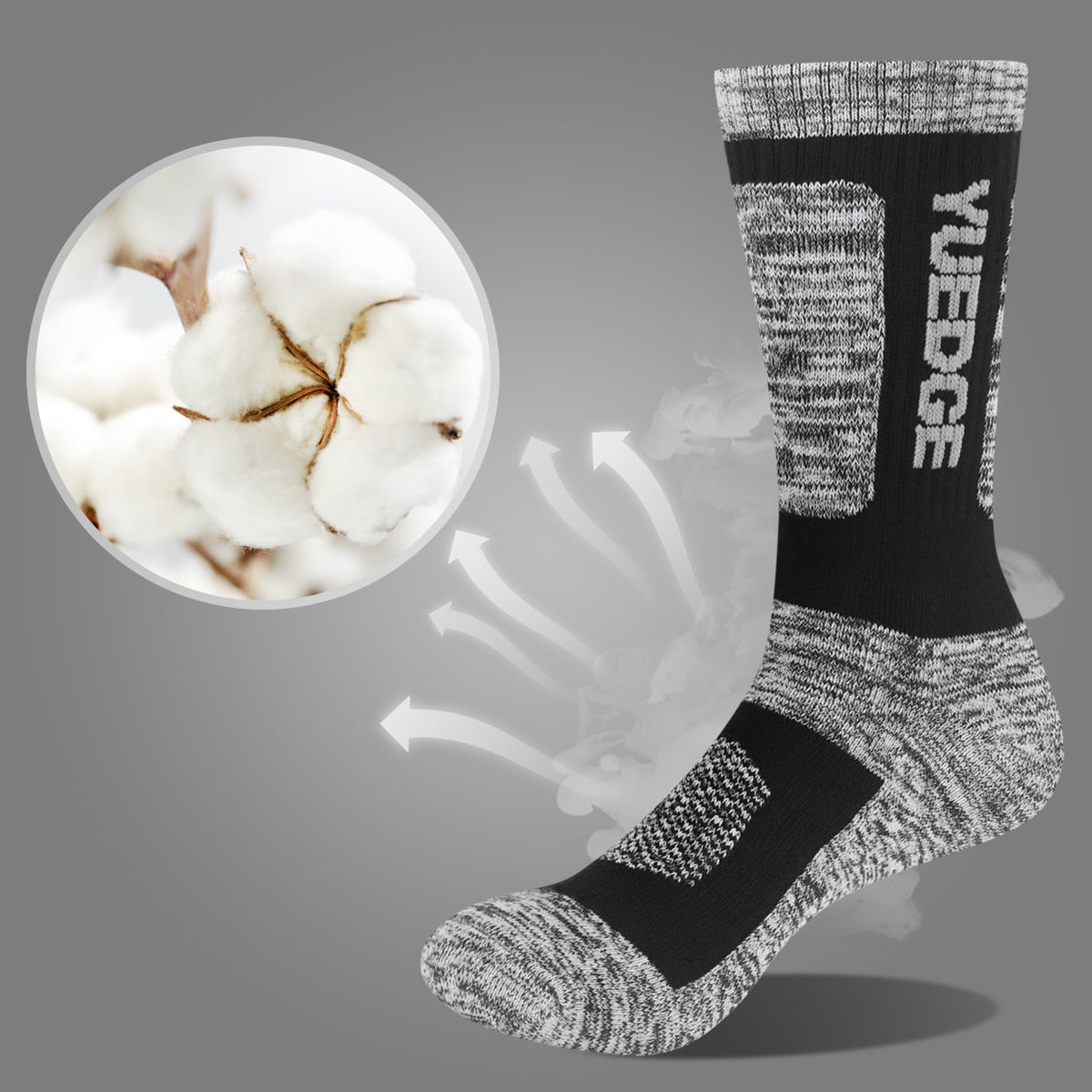 YUEDGE Men's Moisture Wicking Cushioned Thick Sports Athletic Crew Socks Mid Cal image 6