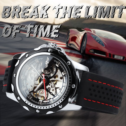 WINNER Sports Outdoor Automatic Watch for Men Luminous Hands Black Skeleton Mec image 6