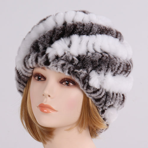 Lady Winter 100% Natural Real Rex Rabbit Fur Hat Women Soft Rex Rabbit Fur Cap  image 6