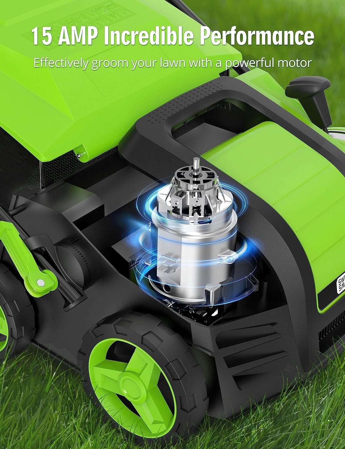 16" 15 Amp Electric Dethatcher Scarifier, Lawn with 5-Position Depth Adjustment