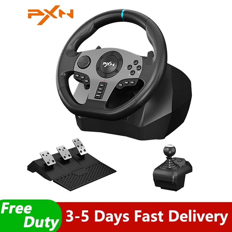 Gaming Steering Wheel PXN V9 Volante PC Gaming Racing Wheel for PC Windows 7/8/ image 0