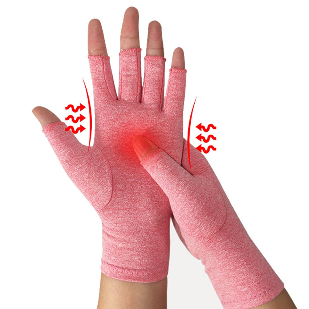 Compression Arthritis Gloves Wrist Support Therapy Wristband Half Finger Compre image 8