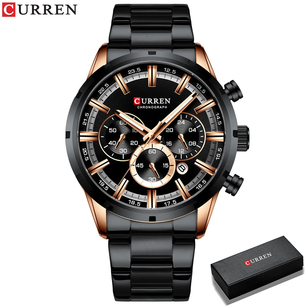 Curren Men's Watch Blue Dial Stainless Steel Band Date Mens Business Male Watch image 2