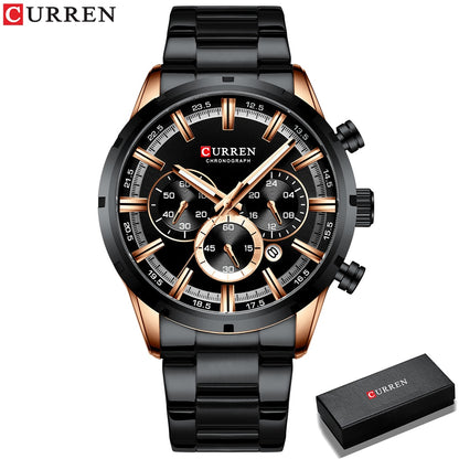 Curren Men's Watch Blue Dial Stainless Steel Band Date Mens Business Male Watch image 2