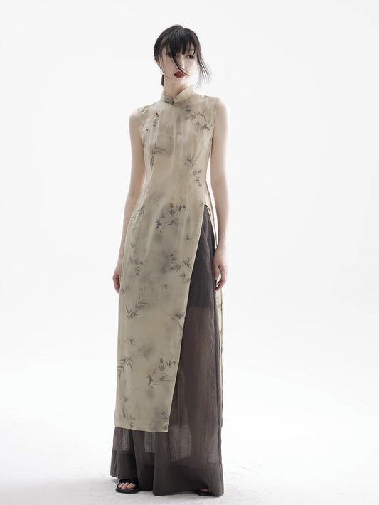 vietnam classic traditional sleeveless ao dai Breathable chinese national style