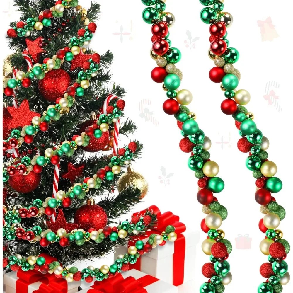 2 Pcs 6 Feet Christmas Garland Christmas Ball Garland OrnaMen'sts Indoor Outdoor