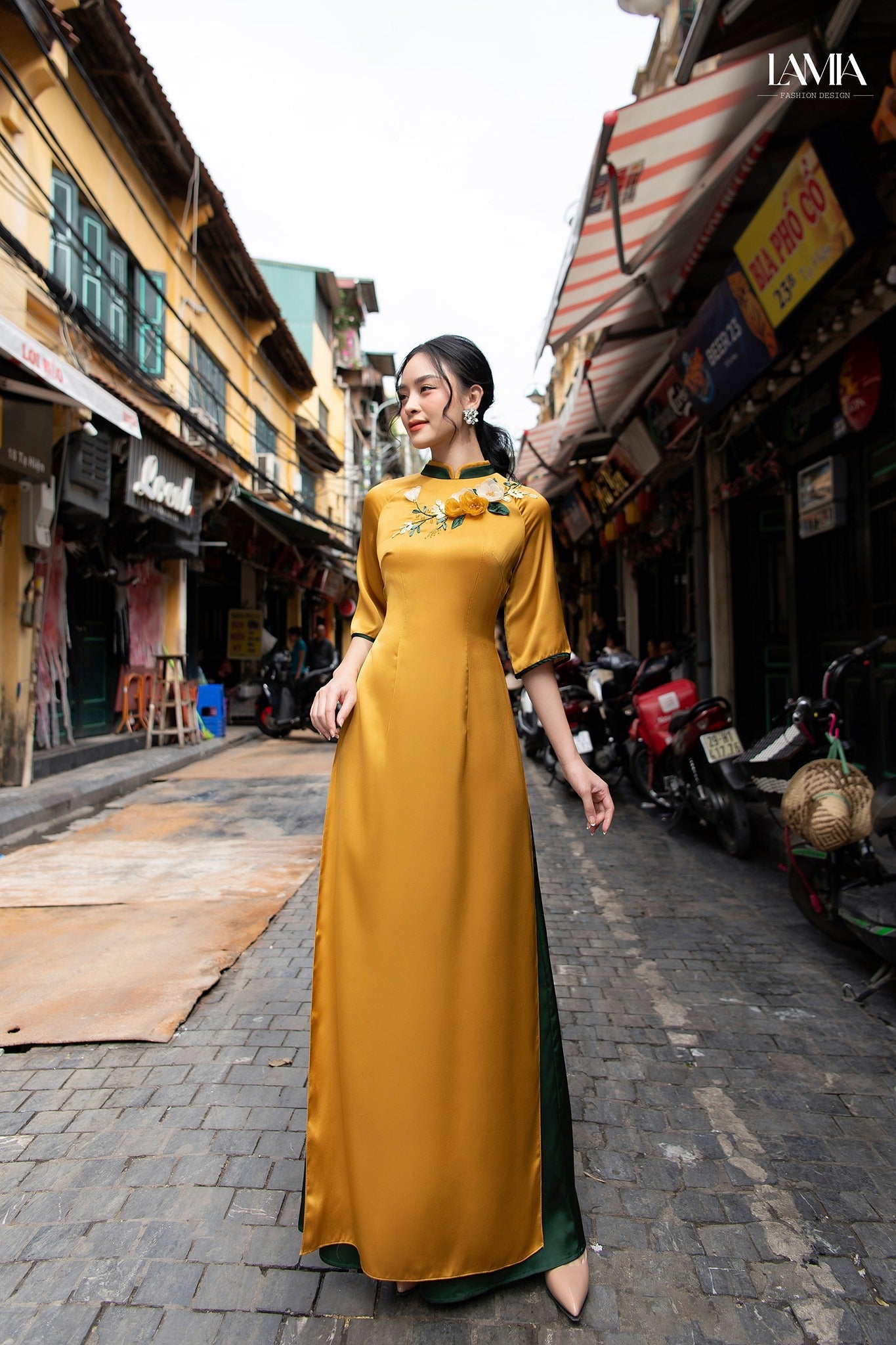 Customized Satin Acetate Women Aodai Vetnam Clothing Long Cheongsam Aodai Vietn
