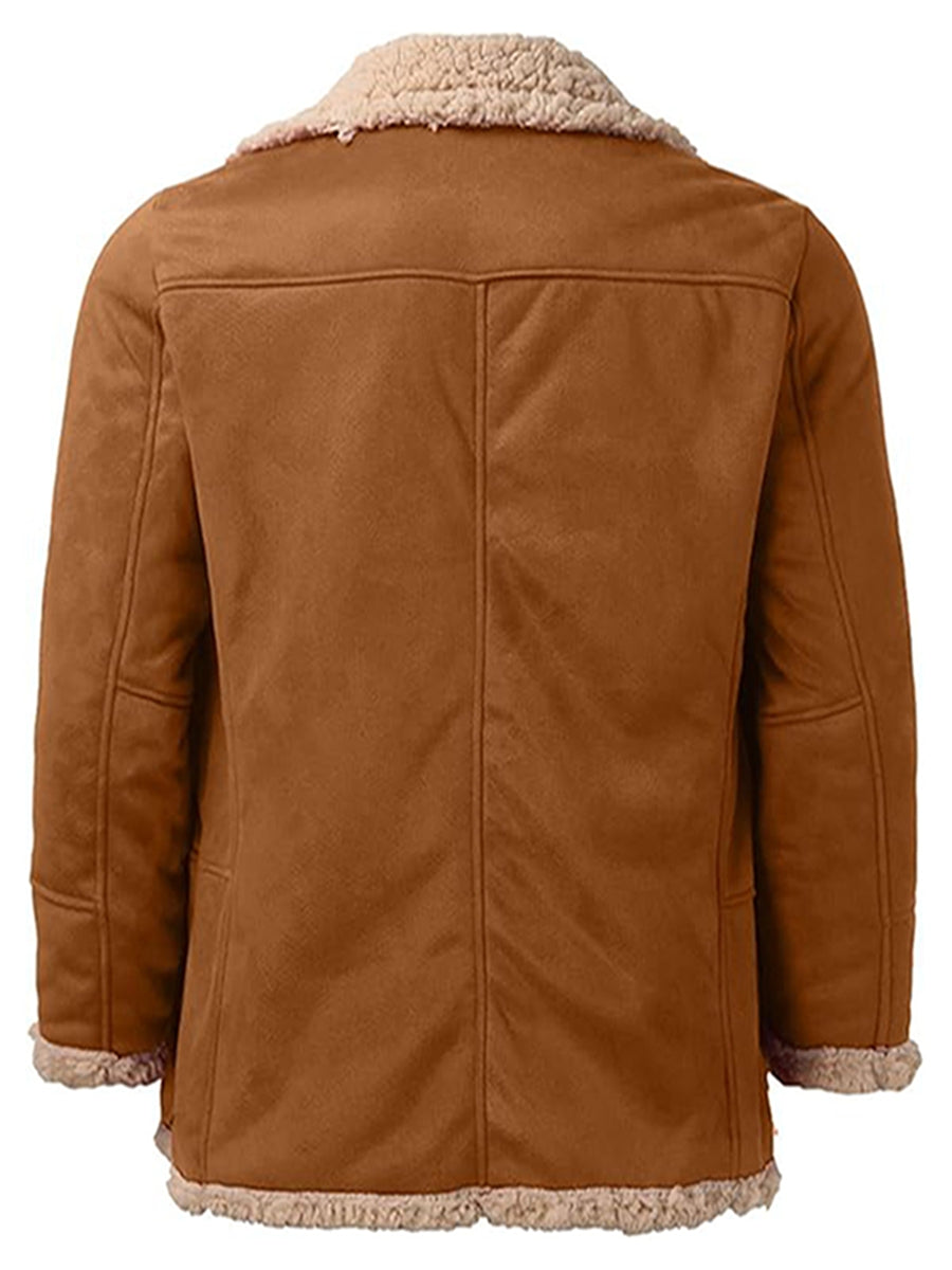 Men s Winter Fleece Coats with Turn Down Collar and Button Down Closure Thick a image 2