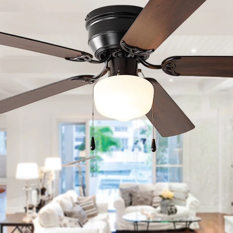 Mainstays 52 " Hugger Indoor Ceiling Fan with Light Kit, Black, 5 Blades,, R image 0