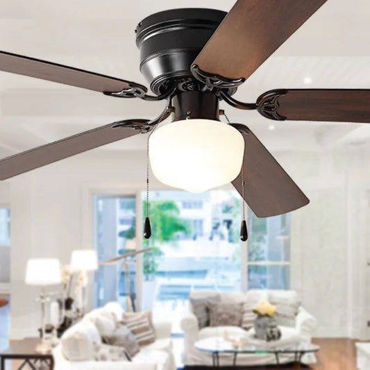 Mainstays 52 " Hugger Indoor Ceiling Fan with Light Kit, Black, 5 Blades,, R image 0