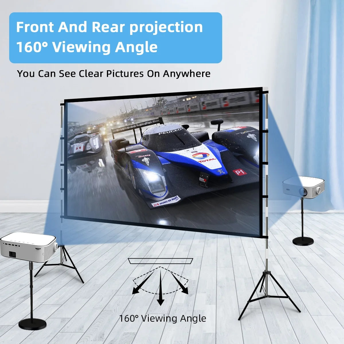 VEIDADZ Projector Screen With Stand Soft White Less Creases 60 84 100 120in Wit image 4