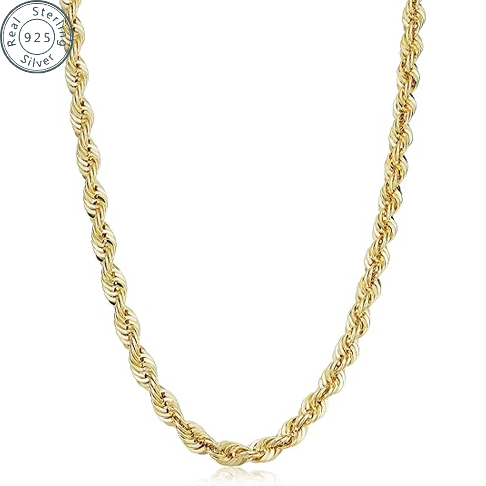 2Â¯3Â¯5mm Gold Rope Chain for Men & Women 18k Real Gold Plated Diamond Cut Gold N image 3