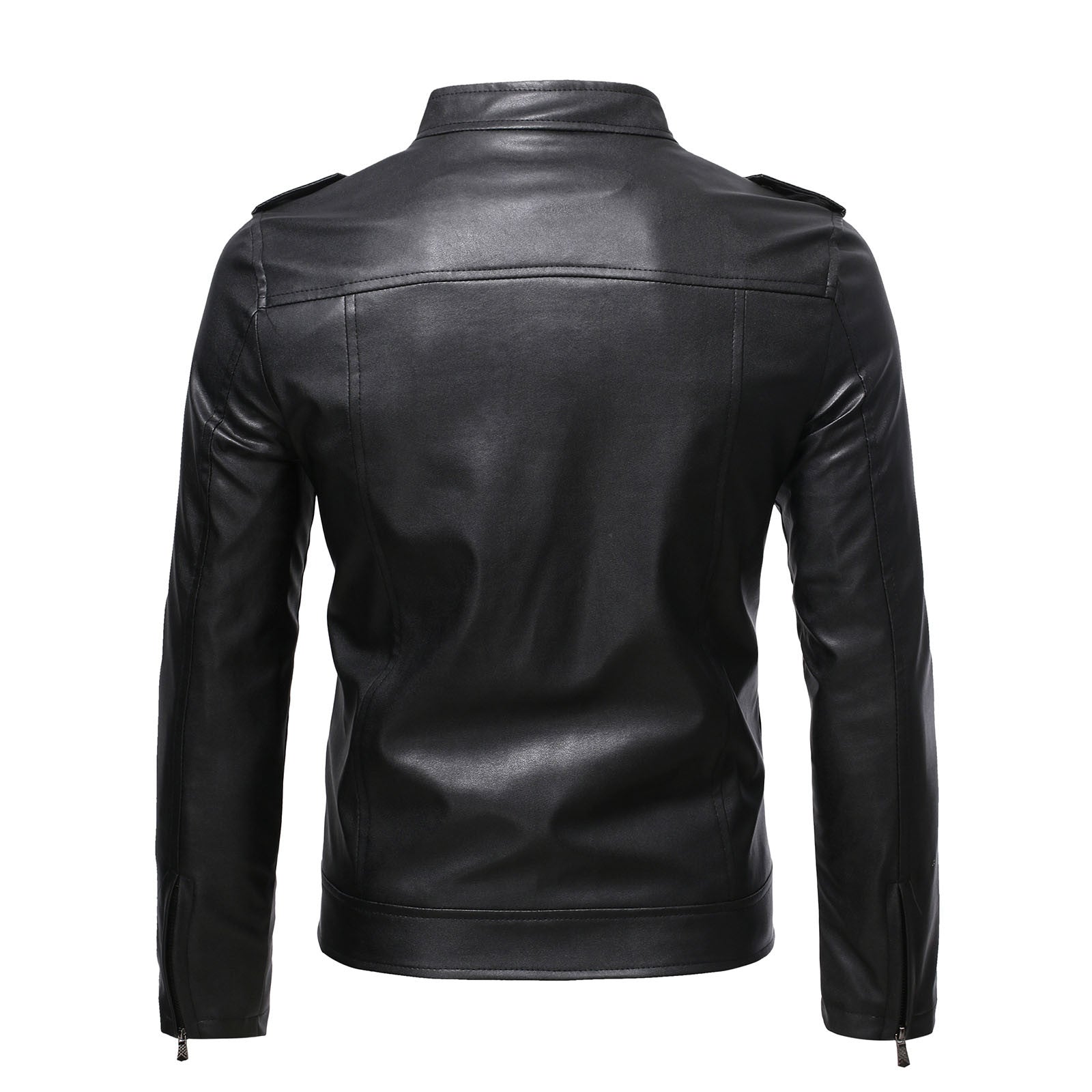 Streetwear Men's Zipper Pu Leather Jackets Slim Long Sleeve Zip Up Casual Jacke image 3