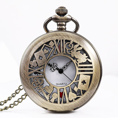 New Bronze Quartz Pocket Watch Retro Alice Theme Pocket Fob Watch Pendant Neckl image 1