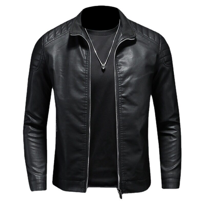2024 Moto Pu Leather Jacket Men Winter Leahter Jacket Male Stand Collar Casual  image 7