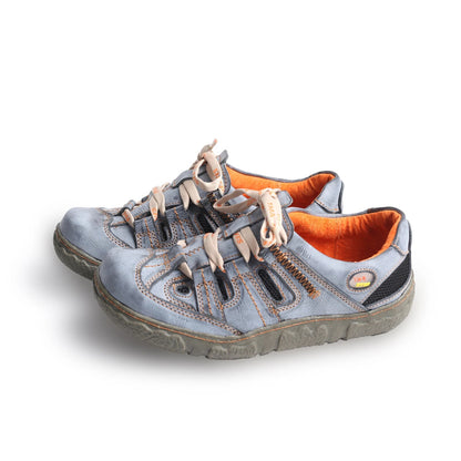 TMA EYES Women Casual Lace-Up Breathable Mesh and Leather Sneaker image 5