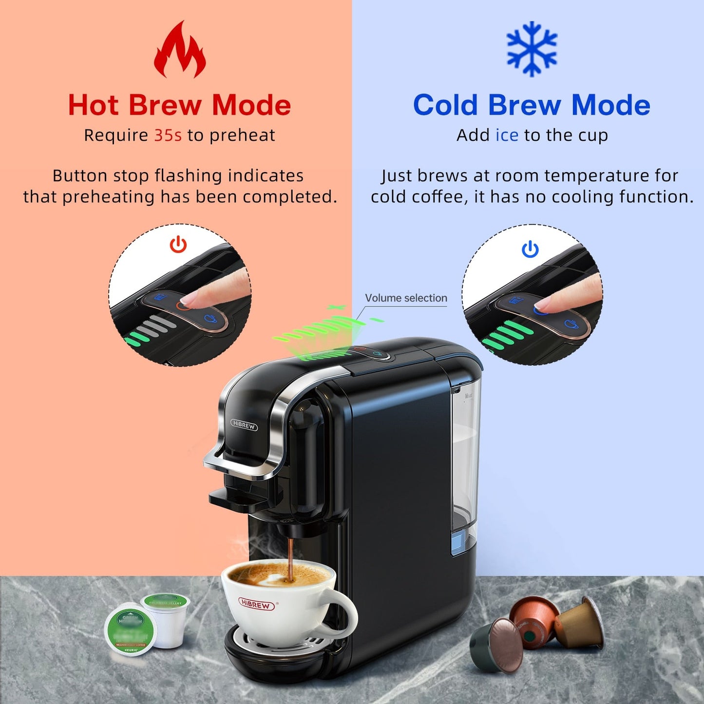 HiBREW Multiple Capsule Coffee Machine, /Cold Dolce Gusto Milk Nespresso Cap image 7
