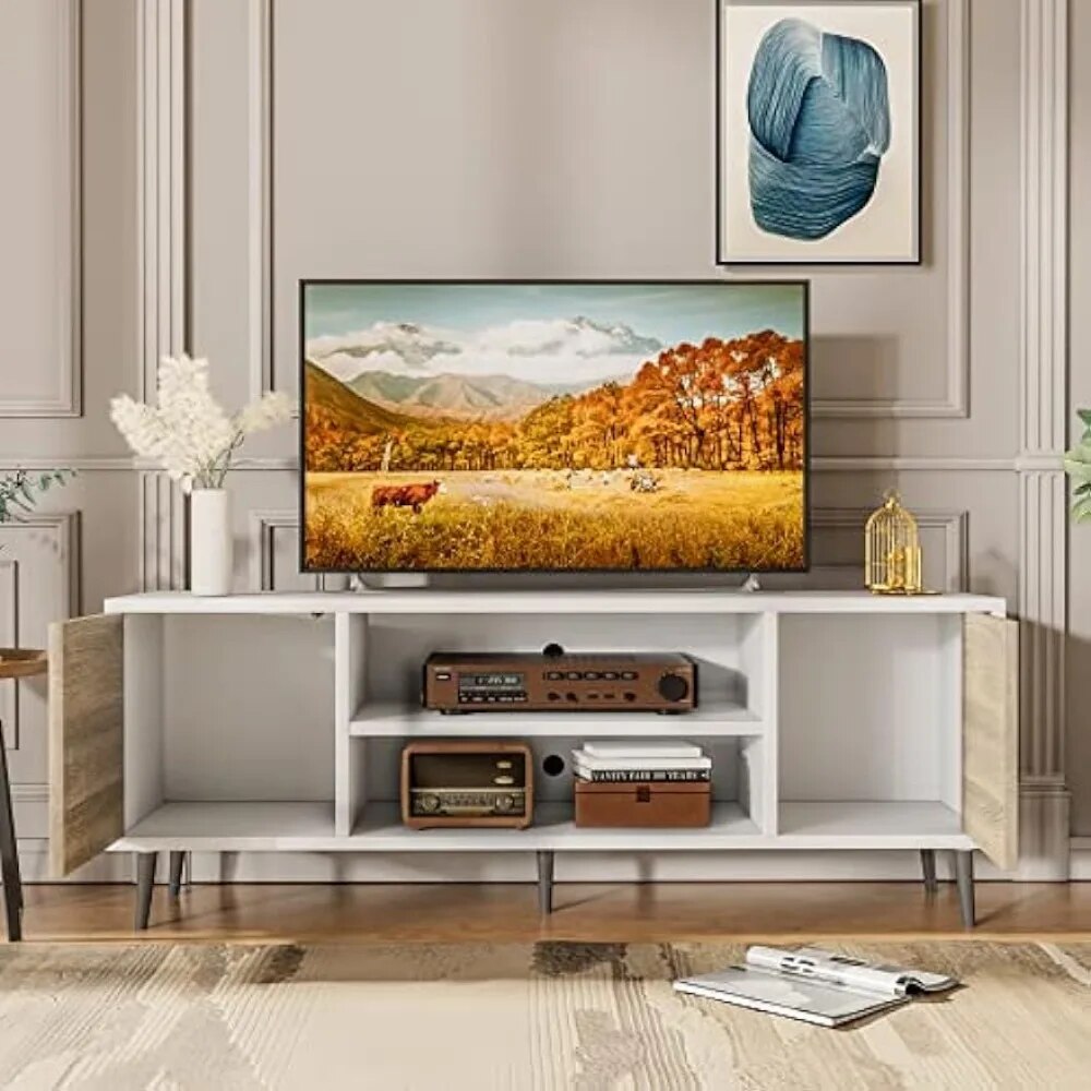 Mid-Century Modern TV Stand for 55/65 " TV, Entertainment Center with Storag image 6