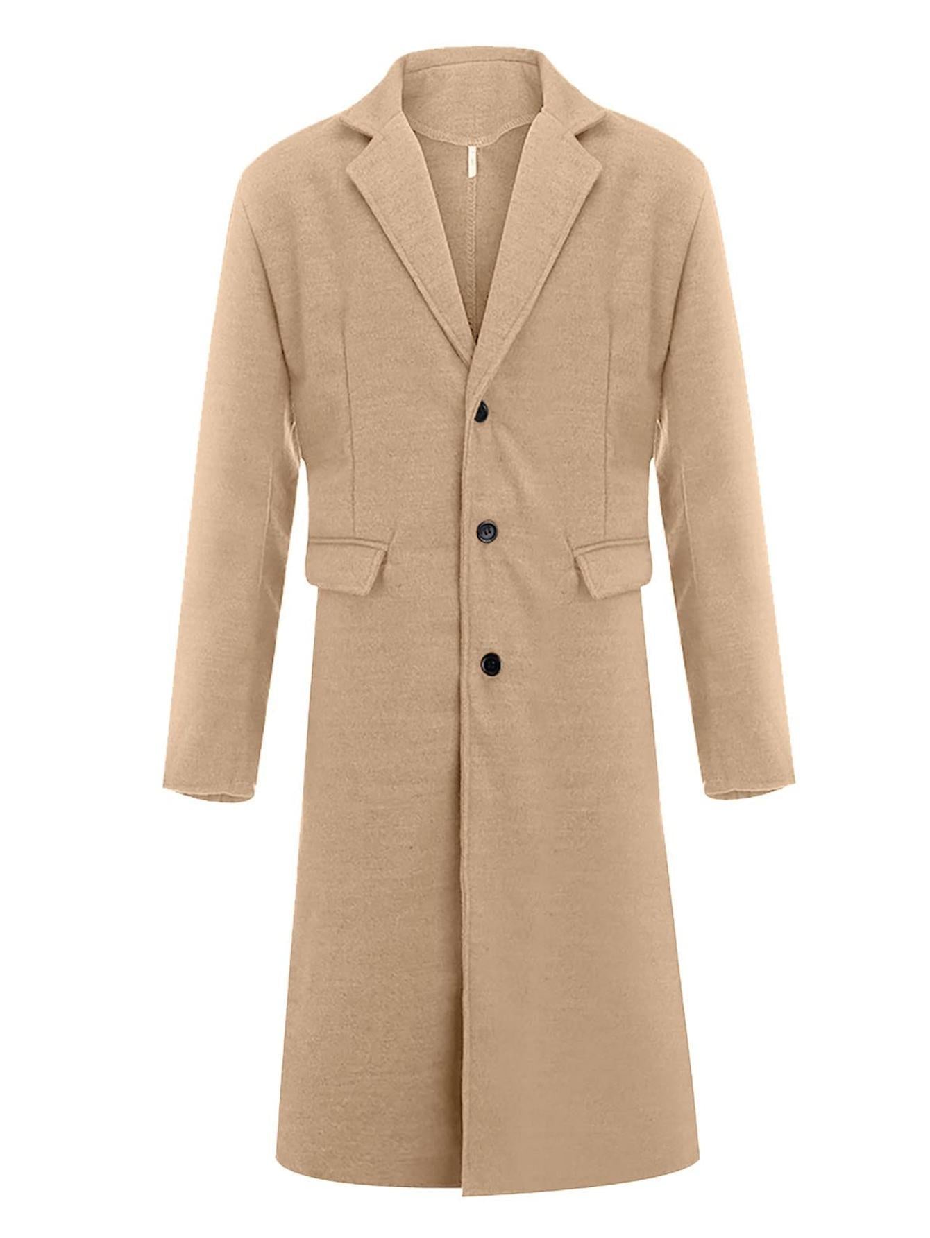 Men's British Style Long Wool Coat Classic Autumn Winter Trench Coat image 3