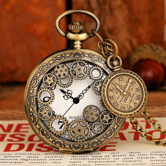 Vintage Pocket Watch Unisex Charm Roman Numerals Quartz Watch Steampunk Pocket  image 0