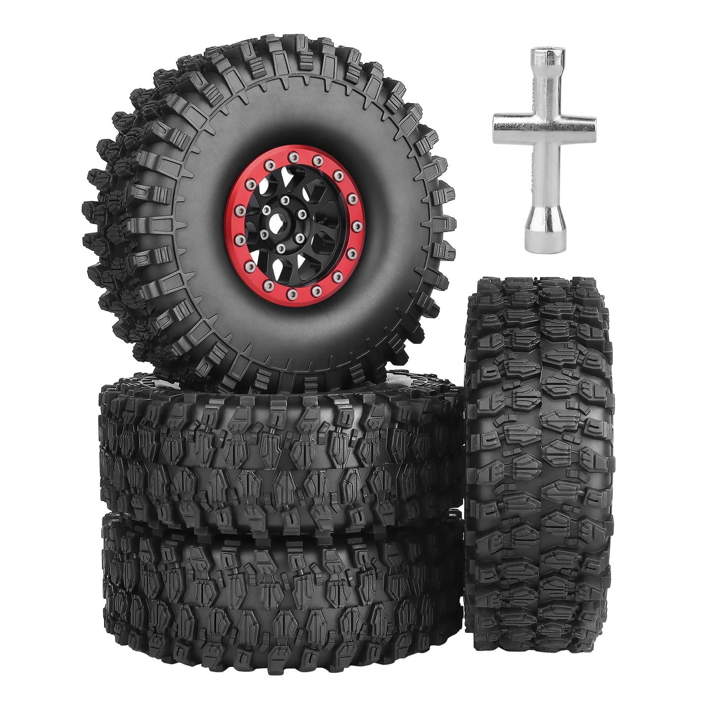 4pcs Hobbypark 1.9 " Beadlock Wheels and Tires Set for 1/10 Scale RC Crawler image 4