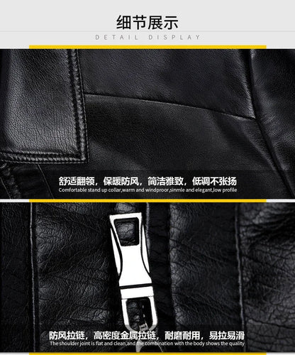 Leather jacket men's jacket autumn  trendy brand motorcycle suit windproof hand image 4