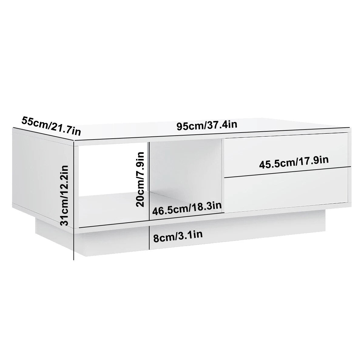 High Gloss Coffee Tables RGB LED End Table Nordic Modern Side Table Living Room image 6