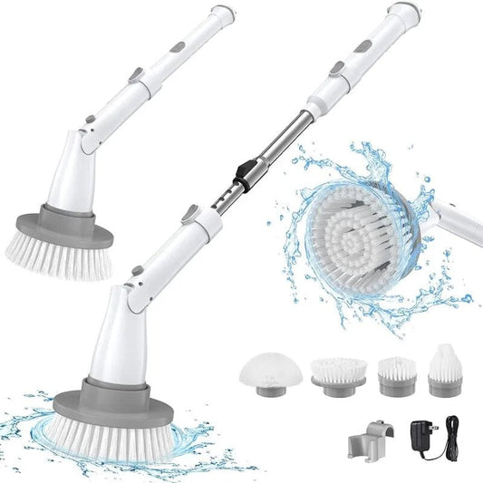 Electric Spin Scrubber With Adjustable Extension Arm - Cordless Power Cleaning Brush