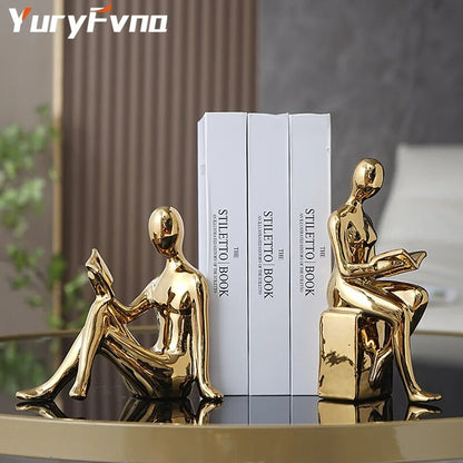 YuryFvna Ceramics Abstract Figure Book Block The Bookshelf Creative Bookend Hom image 1