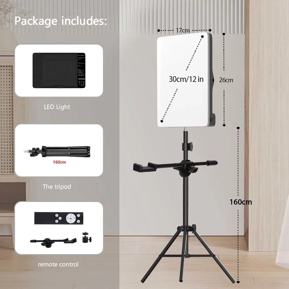 Po Studio LED 2700k-5700k Video Fill Lamp Light Panel Pography Lighting W image 9