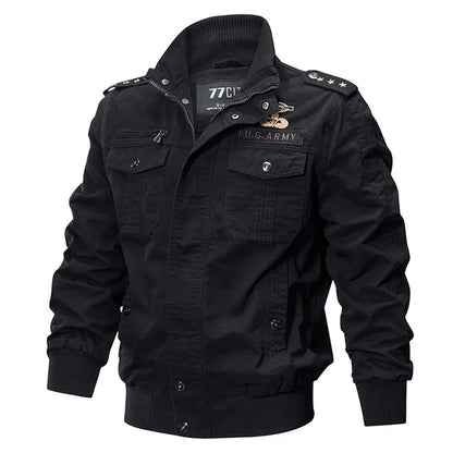 Motorcycle Military Bomber Jacket Men Spring Autumn Motor Casual Multi-Pocket P
