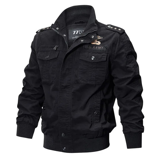 Motorcycle Military Bomber Jacket Men Spring Autumn Motor Casual Multi-Pocket P