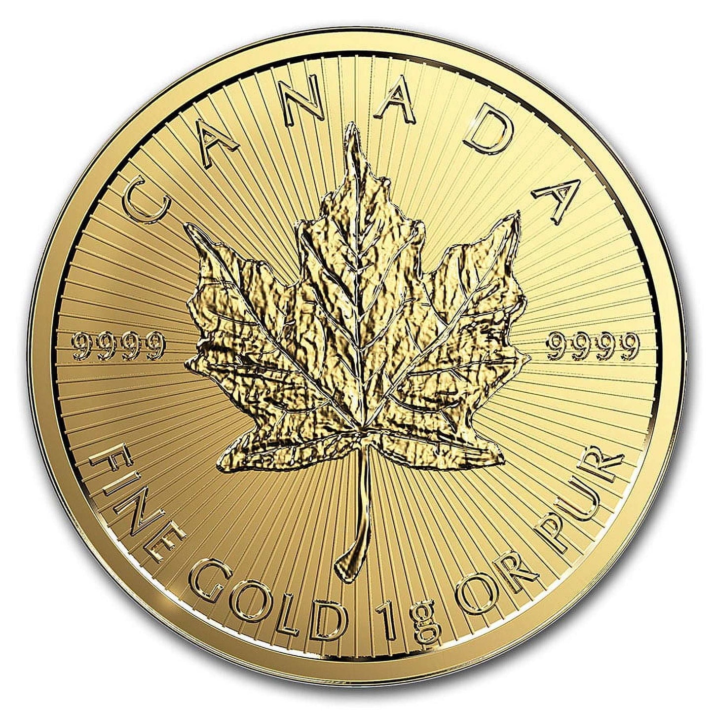 1 gram Gold Maple Leaf - Maplegram 25¢ (Random Year) BU