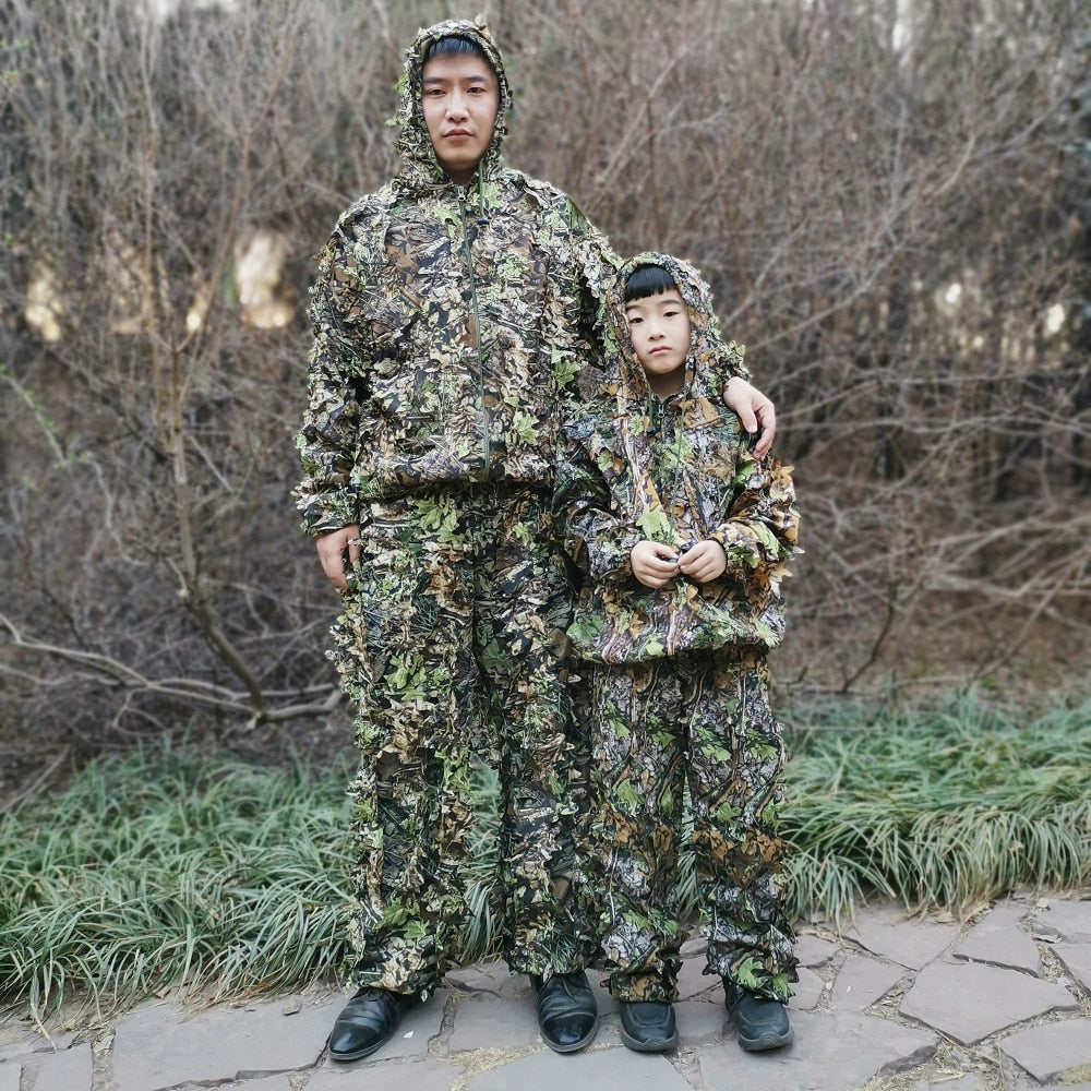 Men Women Kids Outdoor Ghillie Suit Camouflage Clothes Jungle Suit CS Training image 5
