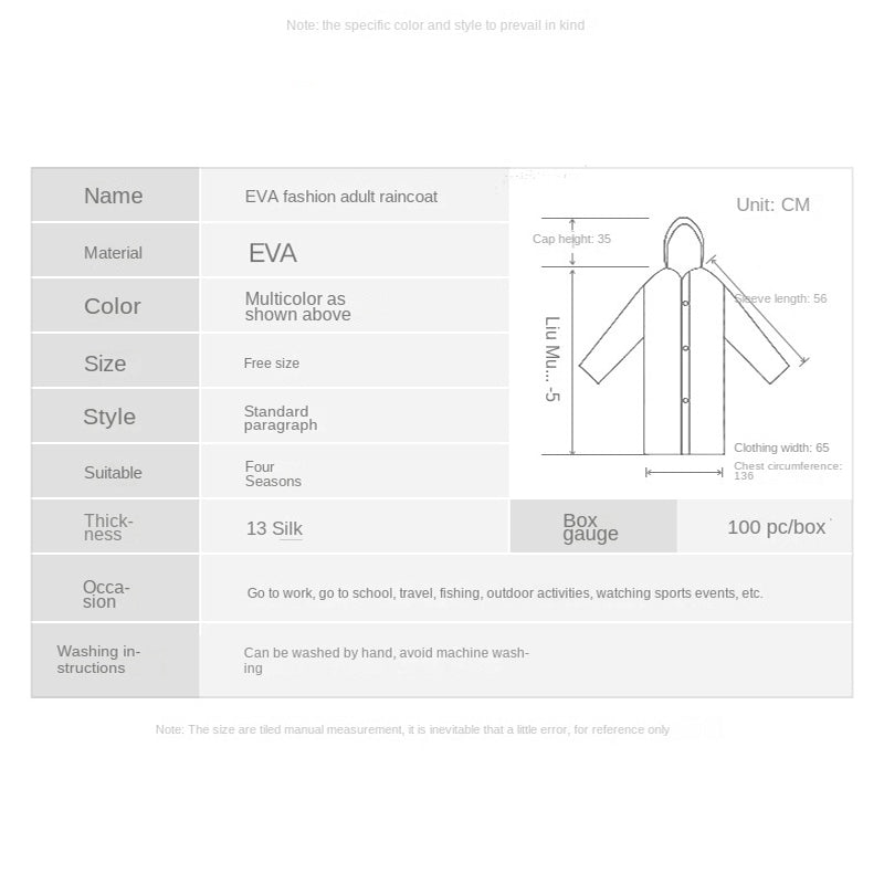 Women Waterproof Long Raincoat Waterproof Hooded EVA Rain Jacket Man Poncho Out image 9
