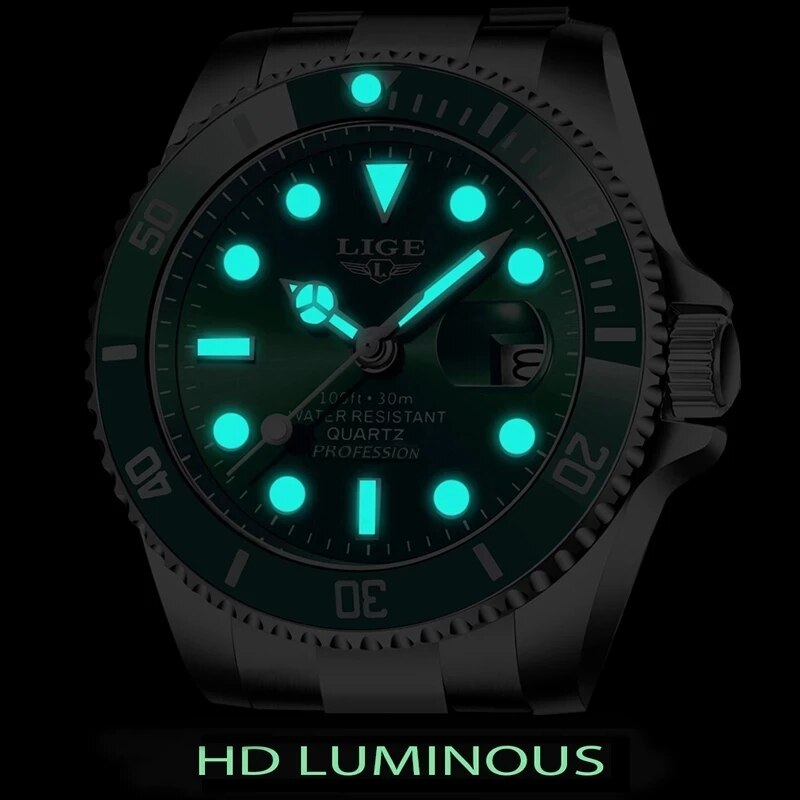 NEW Top LIGE Brand Casual Fashion Watches for Man Sport Military Full Steel Wri image 7