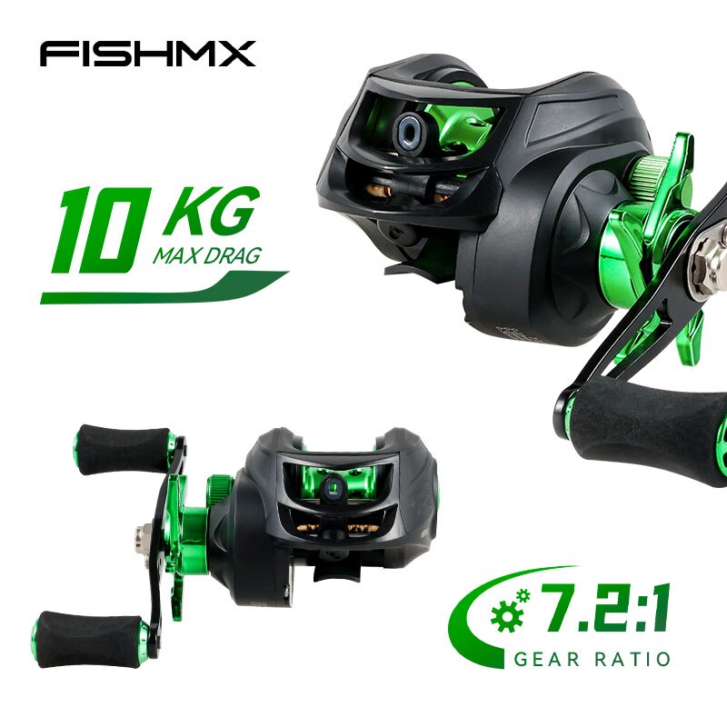 Fishmx Fishing Reel 7.2:1 Gear Ratio Max Drag 10kg Baitcasting Reel with Alumin image 3