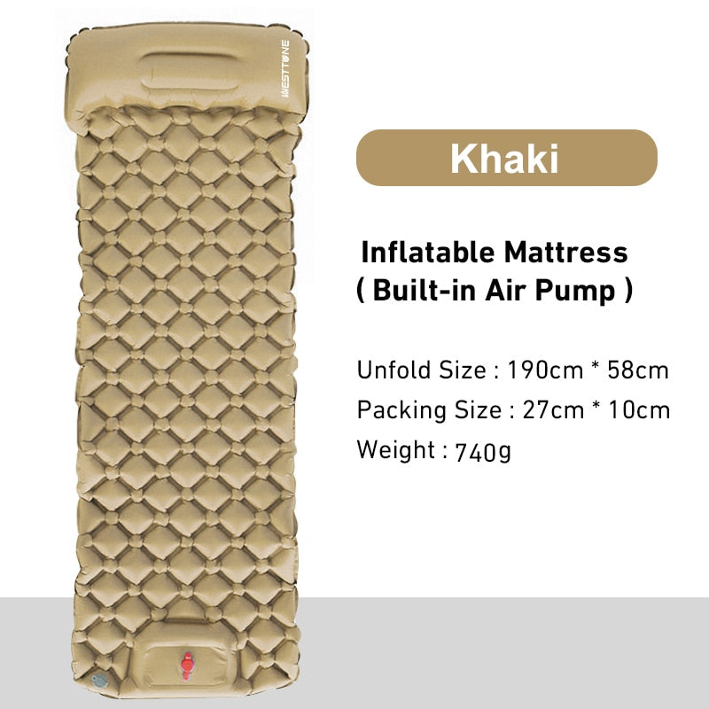 Outdoor Sleeping Pad Camping Inflatable Mattress Built-in Pump Ultralight Air C image 9