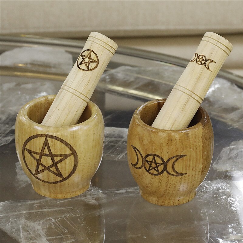 Pentacle Moon Natural Handcrafted Bamboo Bowl Flat-Bottomed Can Round Pounding image 3
