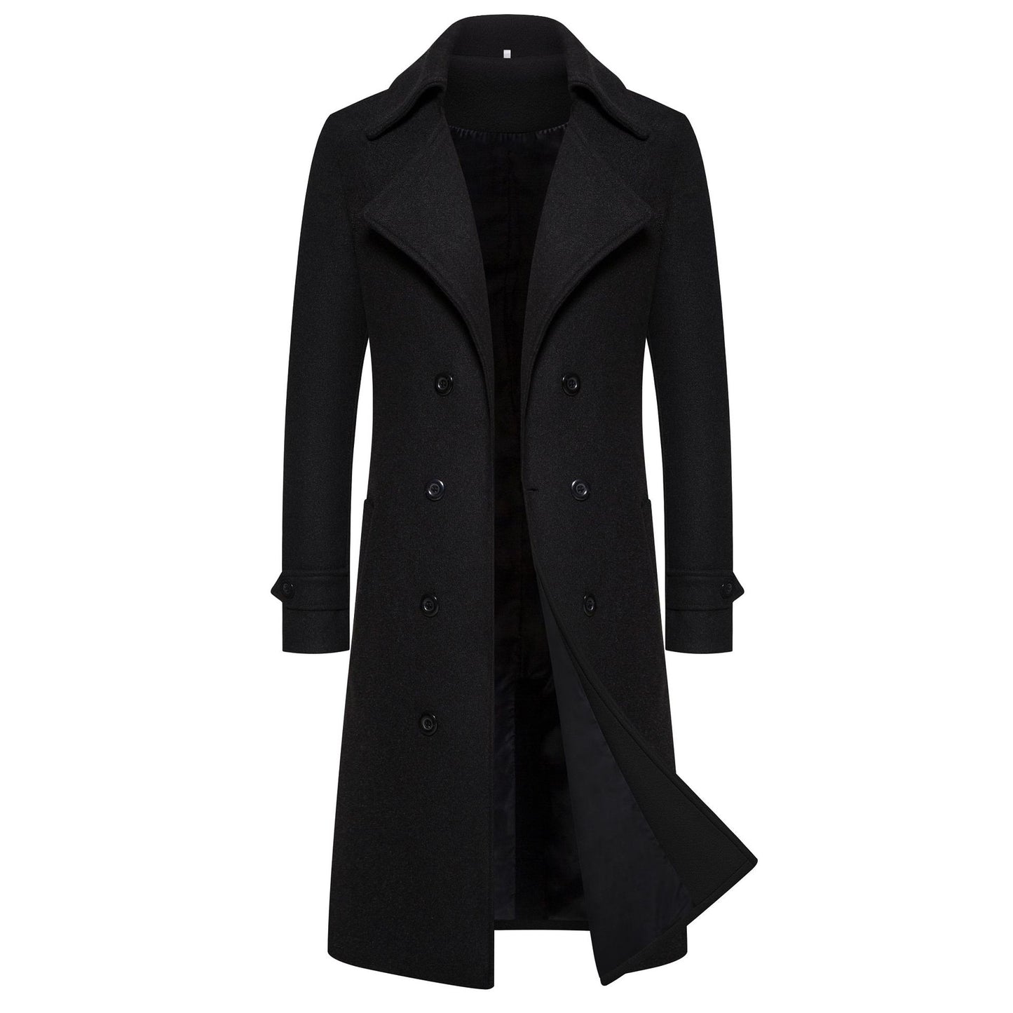 Spring Long Woolen Coats Men Fashion Double Breasted Trench Coats Autumn Turn D image 1