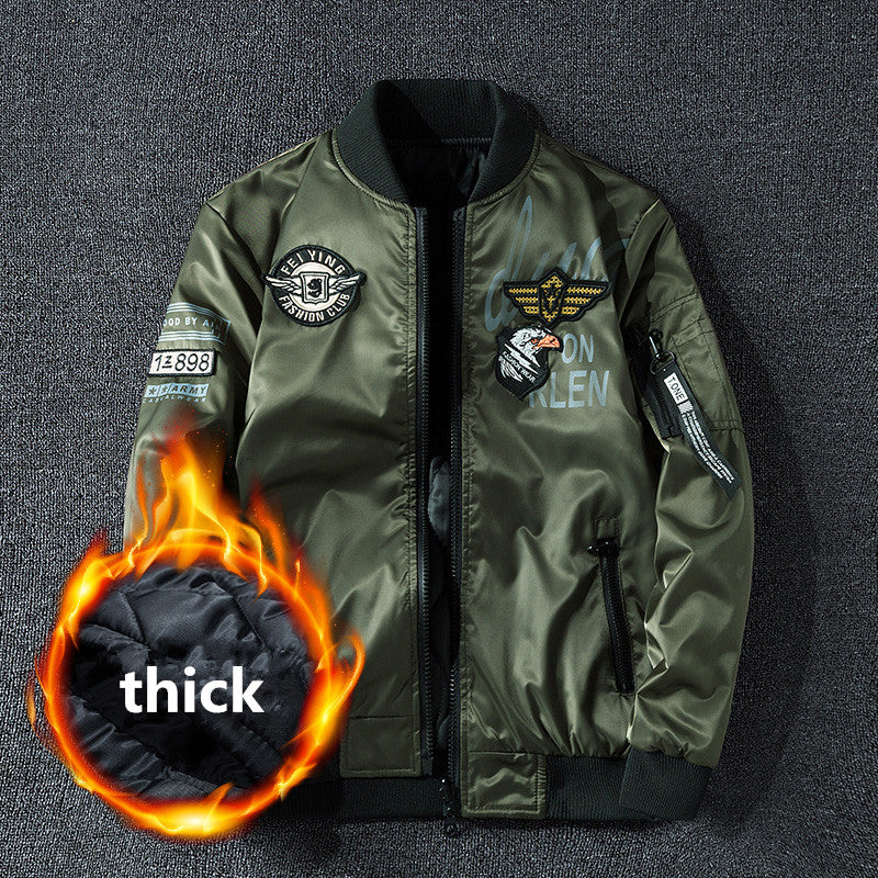 Winter Bomber Jacket Men Military Pilot Jacket Badge Fashion Double Side Wear M image 8